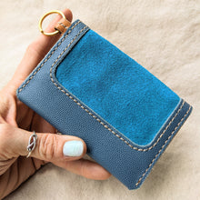 Load image into Gallery viewer, Turquoise Suede &amp; Pebbled Wallet
